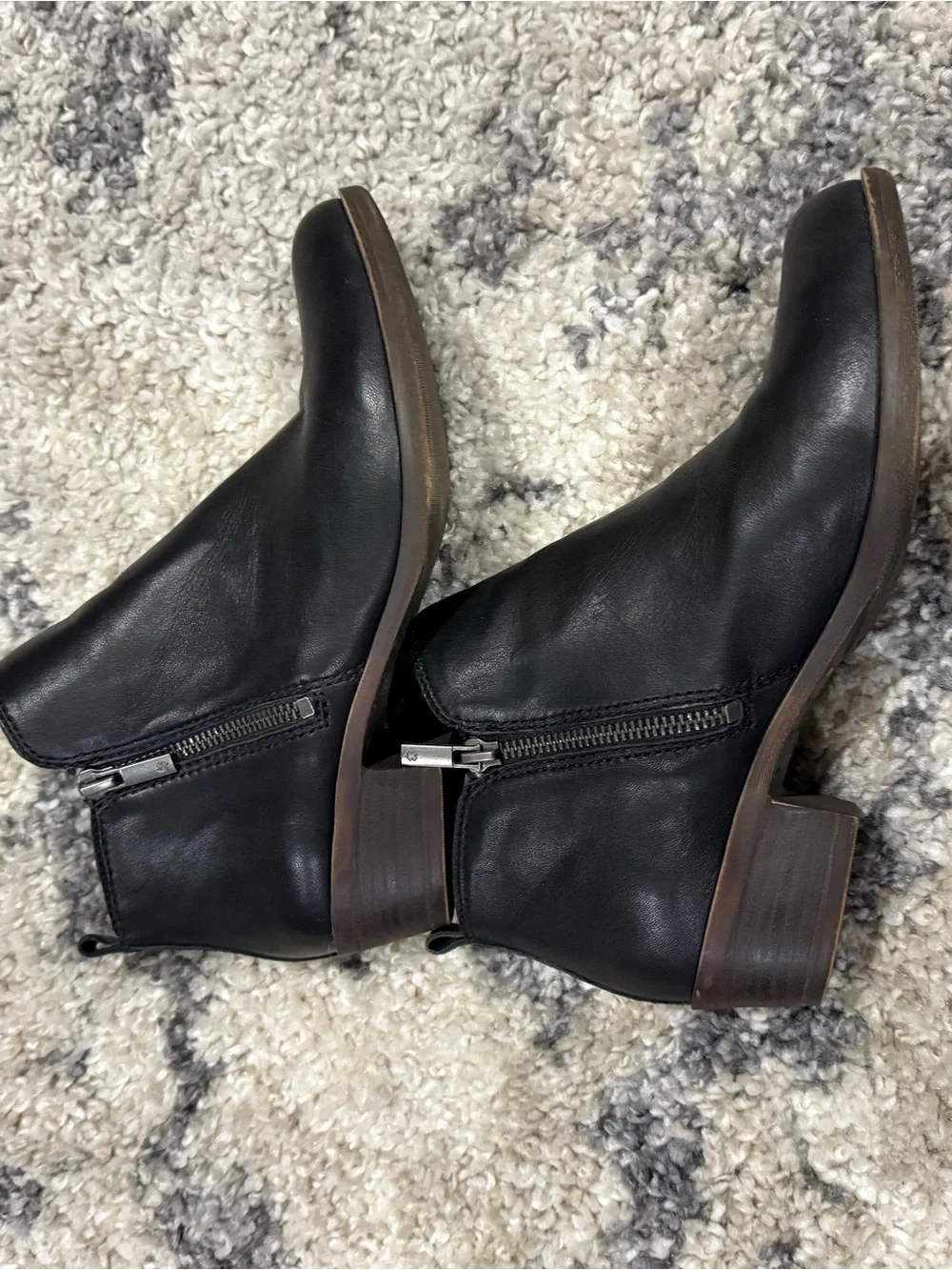 Lucky Brand Black Leather Side-Zip Ankle Boots